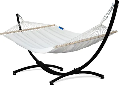 Produktbild von Potenza Outdoor Hängematte mit Gestell für 2 Personen I 100% Baumwolle Medelin Stabhängematte 215x140, 160kg I Hängemattengestell 220kg, wetterfest