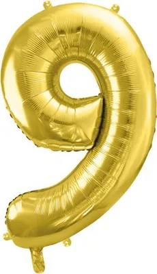 Produktbild von Folienballon Zahl „9“, 72cm, hellgold