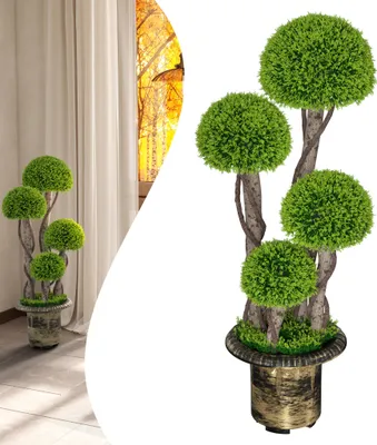 COSTWAY Arbre Artificiel, Plante Artificielle en Pot, Hauteur 180cm,1008 Feuilles et Tige Naturelle, sans Entretien, pour la Décoration de Jardin, Maison, Bureau etc