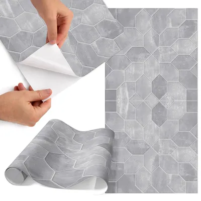 Produktbild von Möbelfolie 50x100 cm - Klebefolie Möbel - Selbstklebende Folie - Folie für Möbel - Möbelfolie Küche - Klebefolie Küche - Möbelfolie Schrank - Wasserdicht - Abwaschbar - Selbstklebend - Luftblasenfrei - Rückstandslos entfernbar - Geometrische Fliesen