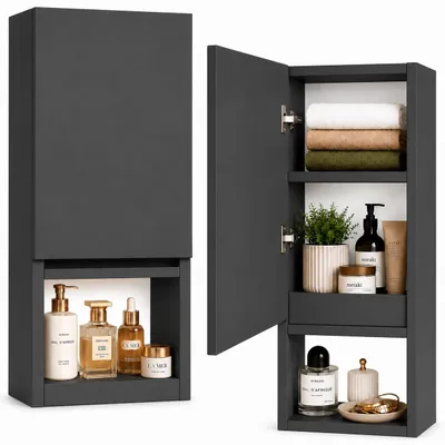 Produktbild von paplinskimoebel Ariza Hängeschrank, Badmöbel mit 3 Regalböden, Soft-Close, Graphit mat, 75x28x25 cm, Links/Rechts, Anti-Fingerprint