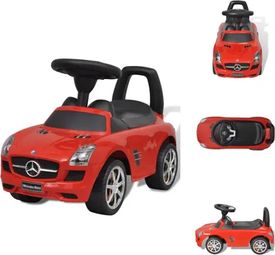 Zdjęcie produktu dla Mercedes Benz samochód ze zjeżdżalnią dla dzieci czerwony - Chodzik i pojazdy ze zjeżdżalnią i pedałami