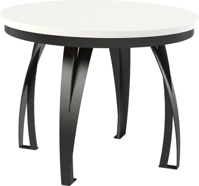 Produktbild von MEBLINI Esstisch Rund Ausziehbar aus Metall - Loft - Esszimmertisch Modern - Küchentisch - Ausziehtisch - Round Dining Table - Esszimmertische - 100-176x77cm - LUNGA - Weiß Matt/Schwarz Matt