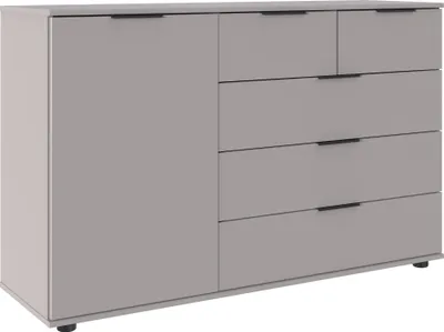 Produktbild von Sideboard >Tilburg< 5 Schubladen, 1 Tür, in SAHARAGRAU - 130x83x41cm (BxHxT)
