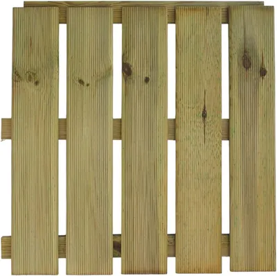 Produktbild von Holzfliesen 50 x 50 cm – Terrassenfliesen aus Kiefer KDI grün, wetterfeste Balkonfliesen aus imprägniertem Holz für Terrasse & Garten