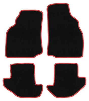 Produktbild von Velours-Fußmatten für Ford Puma 1997-2001 (Coupé) – 4-tlg, Schwarz/Rot, passgenau – Wielganizator CARLUX