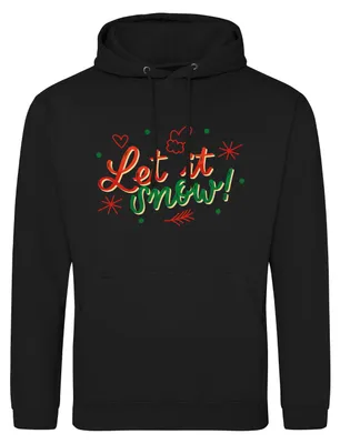 Produktbild von Huuraa Uni Hoodie Let it Snow Schriftzug XXL Deep Black Vegan Sweatshirt Geschenkidee