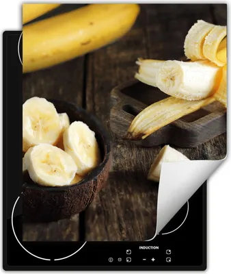 Produktbild von DarHaus Herdabdeckplatte 45x52 cm Anti Rutsch Matte Aufrollbar, Bananen - Holz