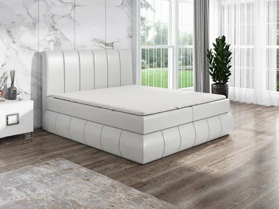 Produktbild von Boxspringbett KAND 140 x 200  mit 2 Bettkästen, Bonell-Matratze und Topper. Farbe: Weiß