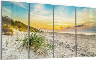 Produktbild von DEQORI Glasbild Echtglas 4x30x60 cm 'Baltischer Dünenstrand' Wandbilder XXL groß