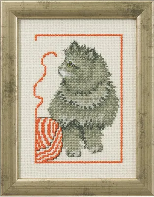 Produktbild von Permin Kreuzstich Stickpackung "Kätzchen sitzend", Zählmuster, 15x20cm, 92-0144