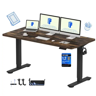 Obrázek produktu pro FLEXISPOT EN1 Výškově nastavitelný stůl 160 x 80 cm, nosnost 100 kg, s ochranou proti kolizi, jednodílná deska stolu, 4 paměťové funkce (hnědá)