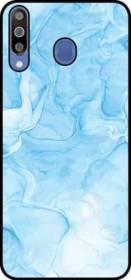 Produktbild von Smartphonica Handytasche Passend für Samsung Galaxy M30 mit Marmordruck - TPU Rückendeckung Fall Marmor Design - Hellblau