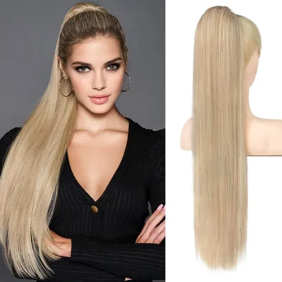 Immagine prodotto di Estensione per capelli a forma di coda di cavallo, lunghezza 71 cm, liscia, con cordoncino, sintetica, color biondo medio