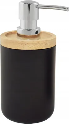 Zdjęcie produktu dla Dozownik Na Mydło W Płynie Nablatowy Czarny Drewno Bambusowe Stylowy 250 Ml