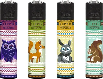 Produktbild von Clipper Feuerzeuge - 4er Set: Wintertiere