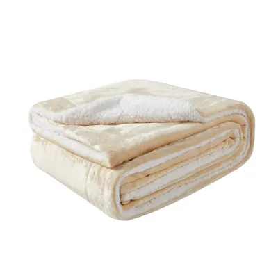 Produktbild von sherpa blanket Flauschige extra weich & warm Wohndecke Flanell Fleecedecke , Falten beständig/Anti-verfärben als Sofadecke oder Bettüberwurf, Größe:150 cm x 200 cm, Farbe:Natur