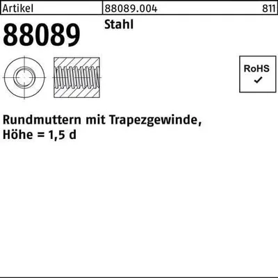 Produktbild von Reyher  Trapez-Rundmutter TR 12 x 3 Stahl (25 Stück)