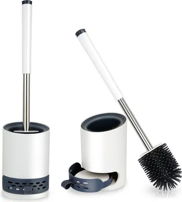 Image de SWANEW 2x Brosse WC silicone Brosse WC 2 en 1 Stérile Support de brosse WC