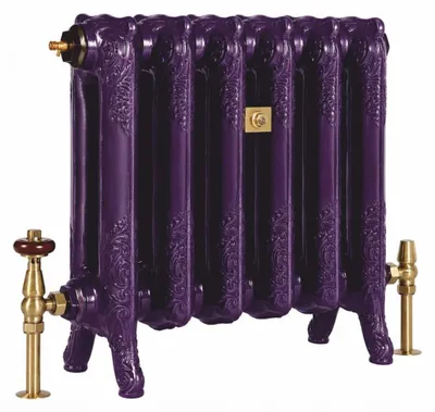 Image de Radiateur baroque en fonte Casa Padrino, violet / laiton, 50 cm - Chauffage vintage