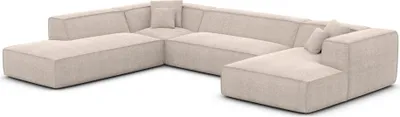 Produktbild von Strukturstoff U-Form XXL Lounge Wohnlandschaft Arelia Beige Rechts