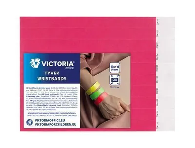 Produktbild von Identifikationsarmbänder, 3/4 Zoll, neonrosa, aus Tyvek, Marke VICTORIA