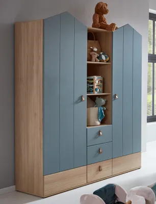 Produktbild von Kleiderschrank Roofy 2-türig Soft-Close / Türdämpfung Salbei Nagano Oak