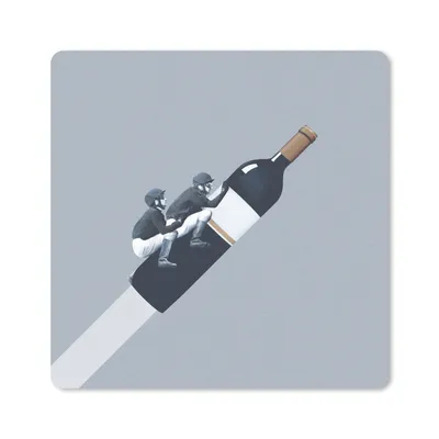 Produktbild von MuchoWow® Mauspad Mousepad Flasche - Männer - Vintage 20x20 cm - Mousepads - Maus Mat - Pad - Mausunterlage - Desk Mat - Bureauartikeln