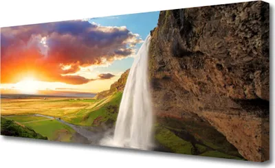 Produktbild von Tulup Leinwand-Bilder 125x50 Wandbild Canvas Kunstdruck Wasserfall Sonne Landschaft