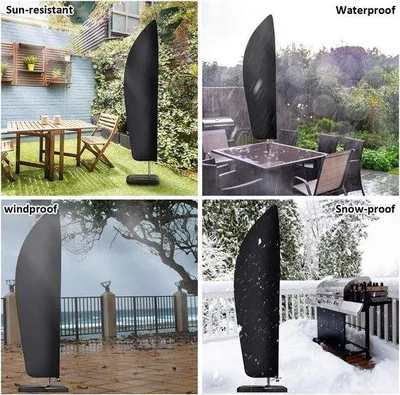 Produktbild von Famanu Schutzhülle für Sonnenschirme - Wasserdicht, wind- und schneesicher, 265 x 40/70/50 cm, schwarz