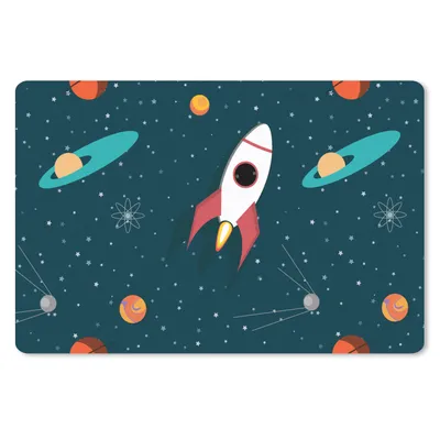 Produktbild von MuchoWow® Mauspad Mousepad Rakete - Weltraum - Kinder - Design 27x18 cm - Mousepads - Maus Mat - Pad - Mausunterlage - Büroartikel - Desk Matten