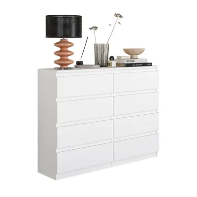 Zdjęcie produktu dla Komoda 120 Cm Biały Mat 8 Szuflad, Salon, Sypialnia