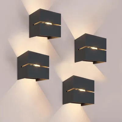 Produktbild von Ledvion 4er Set LED Wandlampe Schwarz 3W Up Down IP54