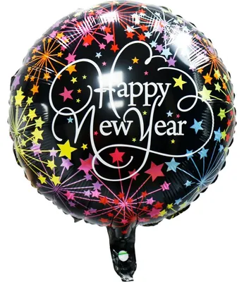 Produktbild von Folienballon Happy New Year Rund Sterne Bunt 45cm – Silvester Party Ballon