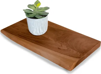 Produktbild von Wandregal Amanda, Akazienholz massiv, nussbaumfarben & lackiert, Holzregal/Steckboard mit Baumkante, 30x20 cm Regal