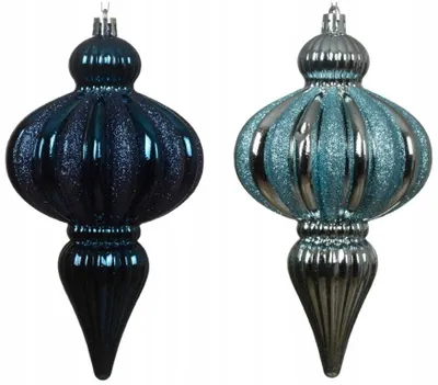 Imagen del producto de Adorno navideño para el árbol, forma de esfera, 8,6 x 15,5 cm, plástico, 1 unidad.