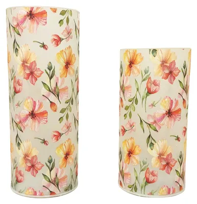 Produktbild von 2er Set Deko Lichter Stimmungslampen Blumenzeit 15 + 20cm weiß rosa Formano