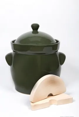 Produktbild von Original Bunzlauer Keramik Gärtopf grün 10 Liter inklusive Deckel und Stein zum fermentieren von Gemüse und Obst Einlegetopf Sauerkrauttopf Gurkentopf Fermentiertopf Rumtopf