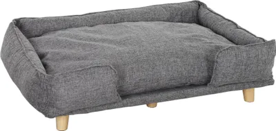 Produktbild von Hundesofa mit abnehmbarem waschbarem Bezug - Haustierbett aus Naturmaterialien in Dunkelgrau - Bequemes Polster für Hunde und Katzen