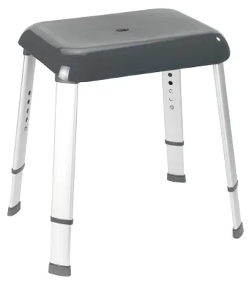 Obrázek produktu pro Sprchová stolička koupelnová stolička - Nosnost 130 kg - Antracitová - Výška 42-52 cm - 50,5 x 39,5 cm