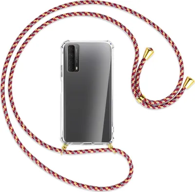 Produktbild von Handykette Backcover-Schutzhülle mit Band (Metall goldfarben) für Huawei P smart 2021 - weiß/grau