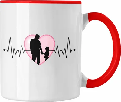 Produktbild von Trendation - Papa und Tochter Tasse Geschenk Vatertag Herzschlag Geschenk von Tochter für Vater zum Vatertag (Rot)