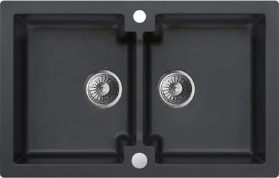 Produktbild von Granitspüle - Spülbecken - Küchenspüle - 79 x 50 cm - Black Metallic - Einbauspüle - Langlebig, Kratzfest, Modern - Platzsparender Siphon, Mojito 160
