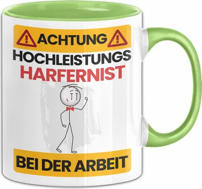 Produktbild von Harfenist Tasse Geschenk Lustiger Spruch Geschenkidee für Harfenist Achtung Hochleistungs Harfenist Bei Der Arbeit (Grün)