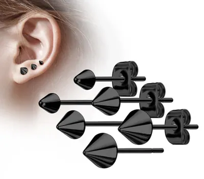 Produktbild von Ohrstecker Spikes Ohrringe Edelstahl Schwarz 4 mm