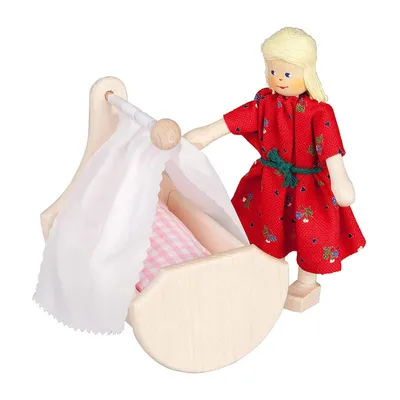 Produktbild von Puppenhausmöbel Schlafzimmer Rustikal, Wiege