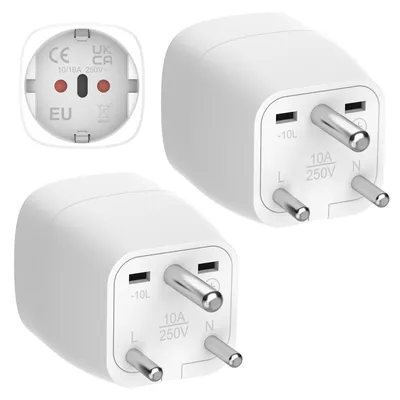 Produktbild von 2er Pack Reiseadapter Indien Typ D, Steckdosenadapter Schuko auf Indien, Reisestecker für Sri Lanka Nepal, Adapter Deutschland EU nach Indien
