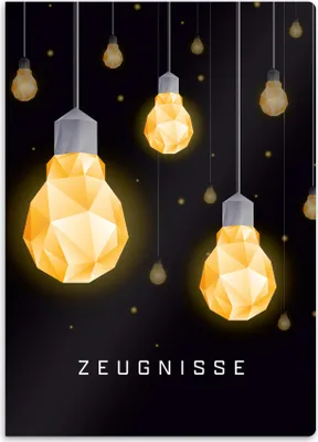Produktbild von itenga Zeugnismappe A4 Kunststoff Sichtbuch Motiv Glühbirnen Schwarz Gold