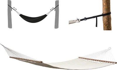 Produktbild von Grasekamp Stabhängematte 200 x 140 cm gepolstert  Beige mit Befestigungsgurten 160 Kg  Hängematte Hammock Mehrpersonen