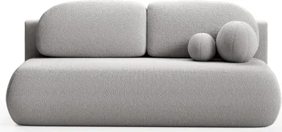 Zdjęcie produktu dla LIKMA Szara Sofa 3-osobowa Como 210x85x100 cm z Funkcją Spania, Pojemnikiem na Pościel i Poduszkami Sofa w Tkaninie Bouclé Lambi
